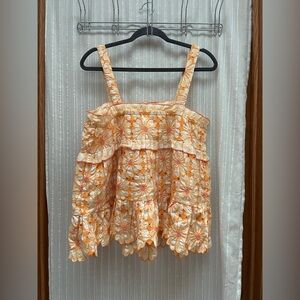 NWOT By Anthropologie Embroidered Cutout
Tank Floral Ruffles Small Feminine
Boho